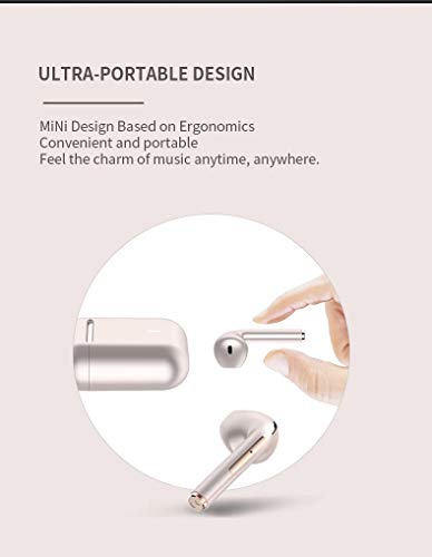 Wireless Earphone & Headphones Bluetooth 5.0 - Noise Cancelling and Waterproof True Sound (Rose Gold)