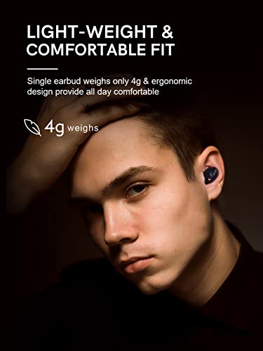 QCY HT01C Hybrid Active Noise Cancelling Wireless Earbuds, in-Ear Detection Headphones, IPX6 Waterproof Bluetooth 5.1 Stereo Earphones, Light-Weight, Immersive Sound Premium Deep Bass Headset