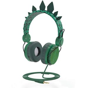 geekria headphones for kids, volume limited adjustable 85db kids headphones boys, over on-ear headphones with microphone for kids for school birthday xmas gift (green)