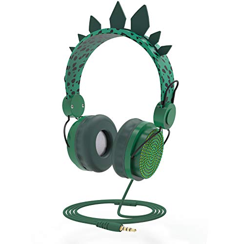 Geekria Headphones for Kids, Volume Limited Adjustable 85DB Kids Headphones Boys, Over On-Ear Headphones with Microphone for Kids for School Birthday Xmas Gift (Green)