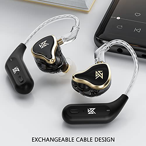 KZ ZAS IEM Earphones Headset Metal Frame,16-Unit Hybrid High-Frequency 7BA+10mm Dual DD HiFi Stereo Sound Earphones Noise Cancelling Earbuds Built-in Callable(in-Ear Headphones Wired Black with Mic)