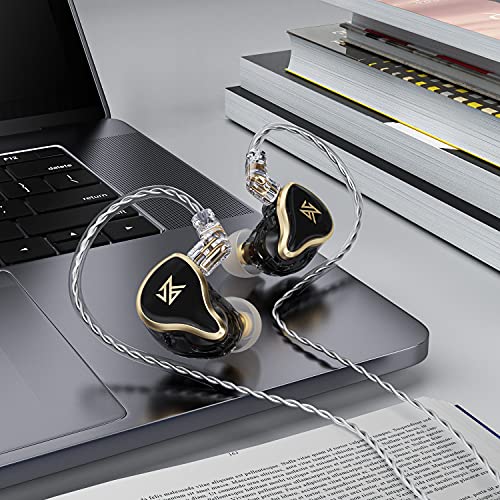 KZ ZAS IEM Earphones Headset Metal Frame,16-Unit Hybrid High-Frequency 7BA+10mm Dual DD HiFi Stereo Sound Earphones Noise Cancelling Earbuds Built-in Callable(in-Ear Headphones Wired Black with Mic)