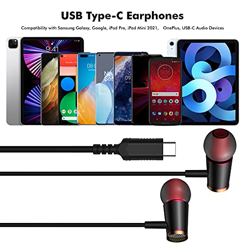 USB C Headphone, COOYA Type C Wired Earbuds for Samsung S23 S22 S21 S20 FE Note 20 Plus Galaxy Z Flip Fold 4 3 Noise Canceling in-Ear Earphone with Mic for iPad Pro Mini 6th Pixel 7 6 Pro OnePlus 9 10