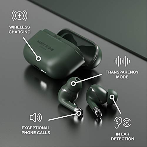 Happy Plugs Air 1 ANC – Premium Quality True Wireless Bluetooth Earbuds – Charging Case & Built-in Microphones – Excellent Active Noise Cancelling – 38 Hours Battery Life - Green