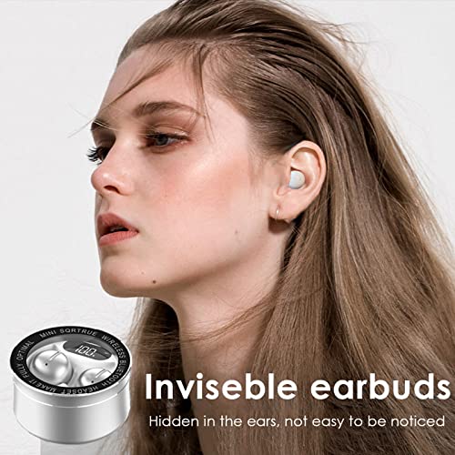 Xmenha Smallest Invisible Earbuds Wireless Bluetooth Secret Hidden Headphones for Work Comfort Small Tiny Ear Buds for Sleeping Music Mini Sleep Earbuds for Side Sleepers-Beige