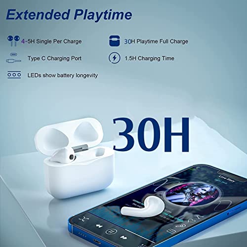 ANGEL CASE Wireless Earbuds Bluetooth 5.1 Ear Buds, Noise Reduction Wireless Bluetooth Headphones,32H Playtime with Fast Charging case IPX7 Waterproof Sport Earphones,White