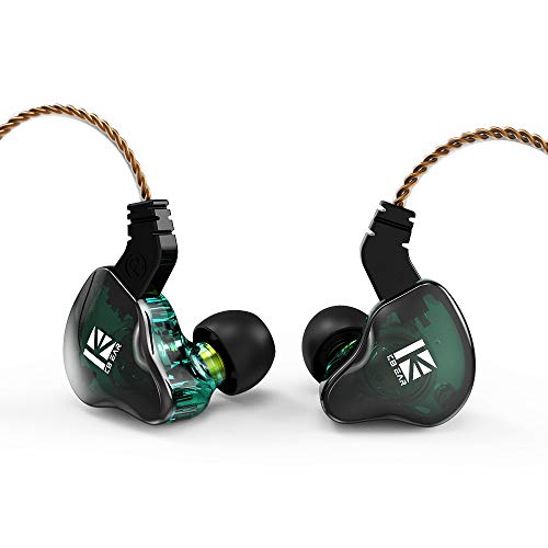 Kbear KS2 in Ear Monitor Wired Earbuds IEM Stereo Bass Earphone, HiFi Headphones Noise Cancelling 1BA 1DD High Resolution Headsets with Detachable Cable for Running Walking Stage (Without Mic, Green)