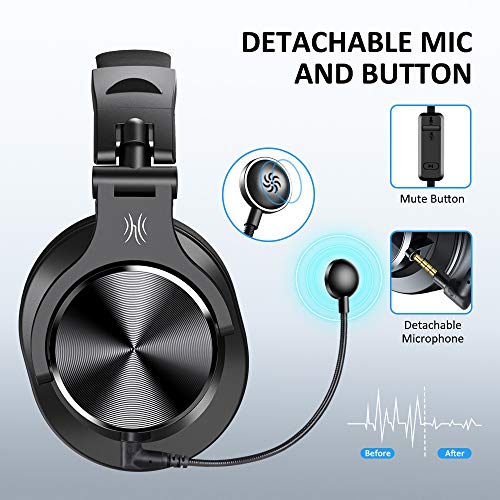OneOdio A71 Portable Foldable Gaming Wired Over Ear Headphones with Stereo Sound and 360 Degree Boom Mic for PCs and Electronic Instruments, Black