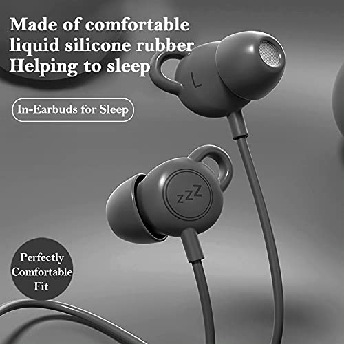 yi-shaney 2 Pack Wired Sleep in Ear Earbuds Headphone, Soft Lightweight Silicone Noise Cancelling Earphones with 3.5mm Audio Devices for Side Sleeper, Snoring, Air Travel & Relaxation (Black)