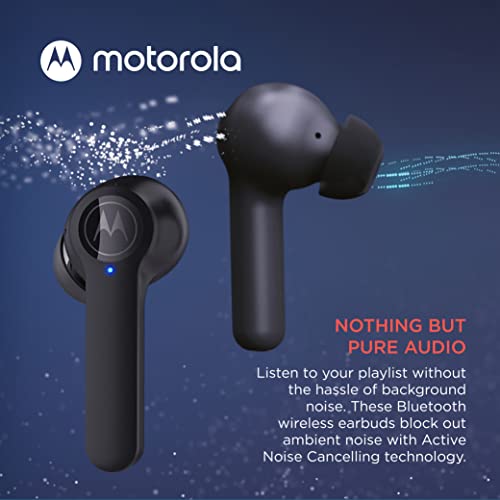 Motorola Moto Buds-S ANC - True Wireless Bluetooth Earbuds with Microphone and Active Noise Cancellation, IPX5 Water Resistant, Touch Control, Comfort Fit, Includes Micro Charging Case, Black