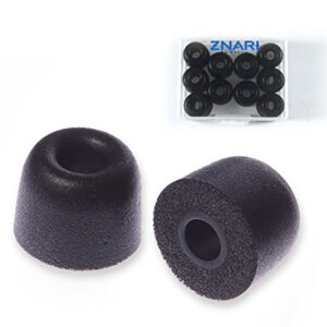 ZNARI Earphone Earbud Foam Tips - T500 - MEDIUM SIZE (10 Black, 1 Red, 1 Blue - 6 Pairs)