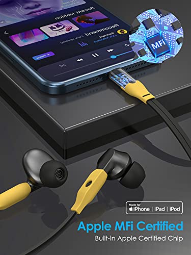 MOOU Lightning Headphones MFi Certified iPhone Earphone Compatible with iPhone 13 13 Pro Max 12 11 Pro iPhone X XS Max XR iPhone 8 Plus Microphone Controller Noise Cancelling Earbuds for iPhone