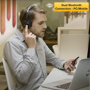 GTW Voyager Focus UC B825 Bluetooth Headphones with Microphone 202652-01-BC, Bluetooth USB Dongle, Smartphones, PC, MAC, Tablet - Zoom, Teams, Skype, Fuze, RingCentral, Combo USB Power Charger