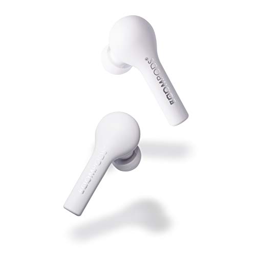 BoomPods Bassline True Wireless Earbuds - Bluetooth in-Ear Headphones, Water/Sweat Resistant, Compact Travel Charging Case, Instant Connection, TWS (White)