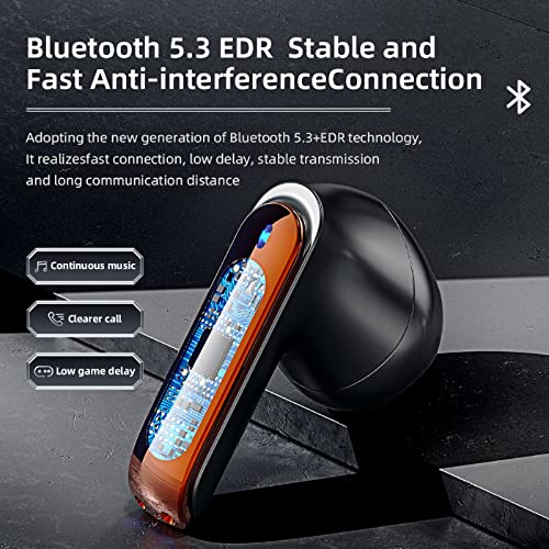 True Wireless Earbuds Bluetooth 5.3 Metal in-Ear Headphones Wireless Gaming Earbuds Cordless Ultra-Low Latency Cool Mecha Bluetooth Earphones TWS Stereo Ear Buds for iPhone Android PC (Flame-Red)