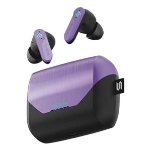 new soul s-play bluetooth wireless earbuds | 40ms low latency, gaming and entertainment in ear headphones with microphone | water resistant, wireless charging case, 28 hours of playtime | psi purple