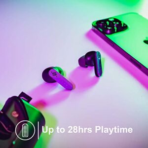 New Soul S-Play Bluetooth Wireless Earbuds | 40ms Low Latency, Gaming and Entertainment in Ear Headphones with Microphone | Water Resistant, Wireless Charging Case, 28 Hours of Playtime | Psi Purple
