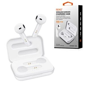 tws wireless bluetooth 5.0 earbuds with charging case for samsung galaxy a12, in-ear earphones headset with mic and touch control – white