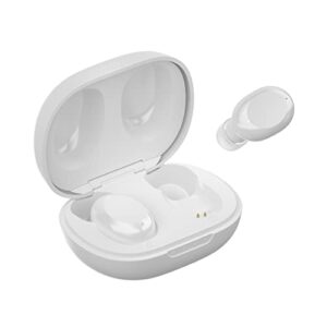 abramtek mini wireless earbuds for small ears, e9 tiny in-ear bluetooth headphones, enc noise cancelling, touch control, usb-c charging case, ipx7 waterproof (white)