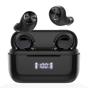 aruind true wireless earbuds, bluetooth 5.2 headphones 160h playback led power display, ipx7 waterproof stereo deep bass built-in mic earphones with portable power bank for iphone/android