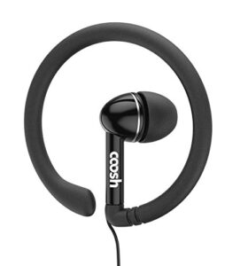 coosh adib071sg3b1l wired comfort in-ear earbuds headphones with removable earhooks (black)