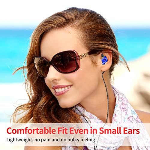 HoneyAKE USB Type C Headphone Earbuds Earphones with Microphone (Mic) in-Ear Wired Volume Control for Samsung Galaxy S8 Google Pixel 2 XL OnePlus 5 5T 3T, Over Ear Buds for Kids Women Small Ears Blue