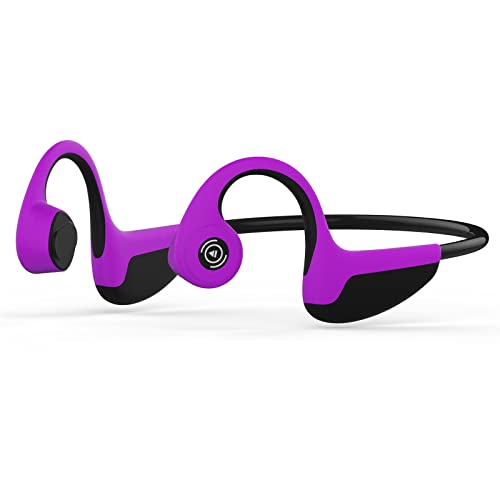 leybold Bone Conduction Headphones Bluetooth 5.0, Wireless Earphones with Mic, Open-Ear Bluetooth Sports Headphones, for Sports Hiking Running Driving Cycling Fitness Workouts Walking,Purple