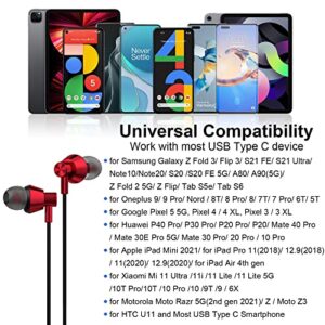 USB C Headphones, USB Type C Earbuds Stereo Bass Wired Earphones with Mic for iPad 10 Mini Pro Air 2022 Samsung S23 S22 Ultra Galaxy Z Fold 4 Flip 3 S20 S21 Google Pixel 7 Pro 6 OnePlus 11 10T 9 Pro 8