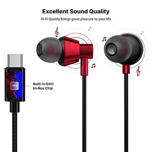 USB C Headphones, USB Type C Earbuds Stereo Bass Wired Earphones with Mic for iPad 10 Mini Pro Air 2022 Samsung S23 S22 Ultra Galaxy Z Fold 4 Flip 3 S20 S21 Google Pixel 7 Pro 6 OnePlus 11 10T 9 Pro 8