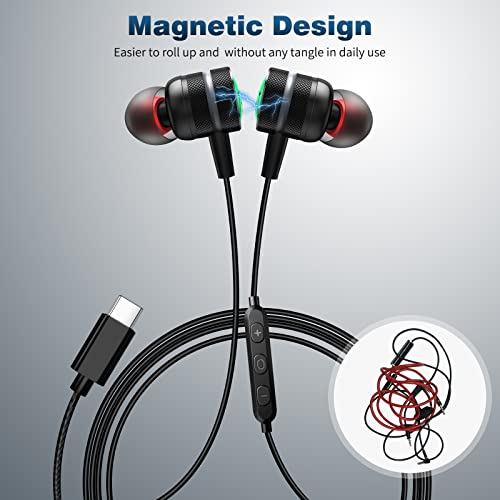ACAGET USB C Headphones, Stereo USB Type C Earbuds for Samsung Galaxy A53 S23 Ultra S22 Plus S21 FE Wired Earphone with Mic Noise Cancelling in-Ear Type C Headphone for OnePlus 11 9 Pro Pixel 7 Pro 6A