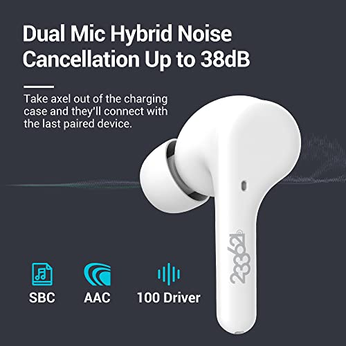 233621 Axel Hybrid Active Noise Cancelling Earbuds, HiFi Stereo Earphones with 4 Built-in Mics for Clear Calls, Customizable Immersive Sound, 10mm Drivers, Bluetooth 5.1, Transparency Mode Headphones