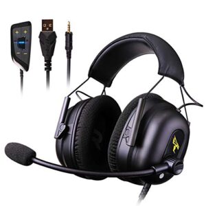 vowor over ear headphones 7.1 surround sound gaming headset works with pc, ps4 pro, xbox one s，cell phone somic active noise canceling with mic hi-fi usb jack game earphones (g936n)