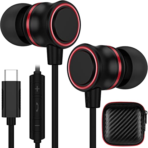 ACAGET USB C Headphones, DAC Bass HiFi Setero Earbuds for Samsung S22 Ultra Wired Noise Cancelling Earphones with Mic in-Ear Type C Headphone for Galaxy S23 S21 S20 FE A53 OnePlus 10 Pro 9 Pixel 7 6A