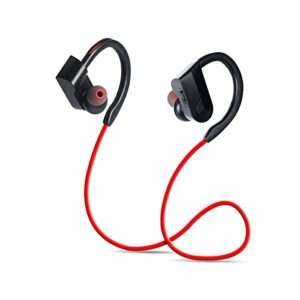 bluetooth headphones,hd deep bass stereo sports earphones, in-ear earbuds,up to 8 hours playtime,super light-weight design for workout and sports, cvc 6.0 noise cancelling headsets(black red) (k98)