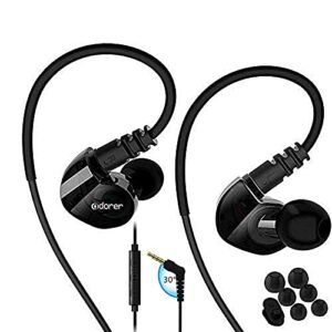 MOXKING Running Sport Earphones Over Ear Buds with Microphone Remote Noise Cancelling Earhook Headphones Sweatproof in Ear Earphones for Gym Jogging Workout Exercise（Black'