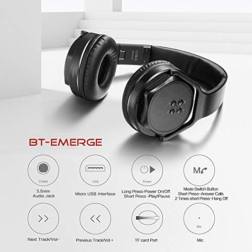 Mobi7e NEM Bluetooth Headphones Over-Ear 2 in 1 Cordless Foldable Twist-Out Speaker Wireless Stereo Bass Headphone with NFC FM Radio/AUX/TF Card Slot Sports Retractable Headband Headset (Black)