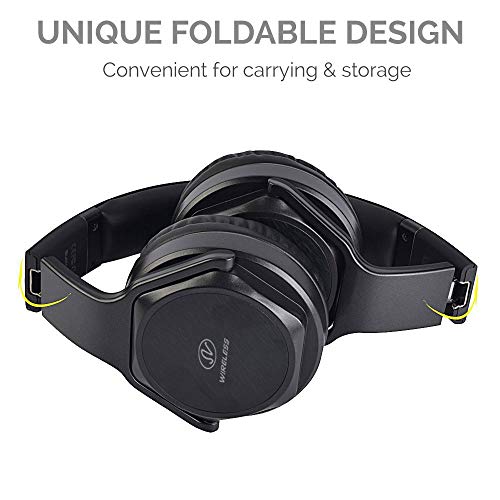 Mobi7e NEM Bluetooth Headphones Over-Ear 2 in 1 Cordless Foldable Twist-Out Speaker Wireless Stereo Bass Headphone with NFC FM Radio/AUX/TF Card Slot Sports Retractable Headband Headset (Black)