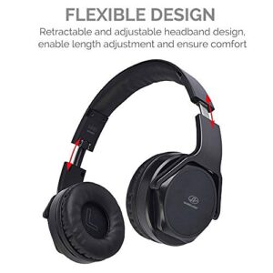 Mobi7e NEM Bluetooth Headphones Over-Ear 2 in 1 Cordless Foldable Twist-Out Speaker Wireless Stereo Bass Headphone with NFC FM Radio/AUX/TF Card Slot Sports Retractable Headband Headset (Black)