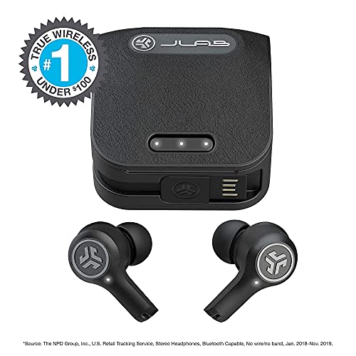 JLab Epic Air ANC True Wireless Bluetooth 5 Earbuds | Active Noise Canceling | IP55 Sweatproof | 12-Hour Battery Life, 36-Hour Charging Case | + Cloud Foam Mnemonic Earbud Tips