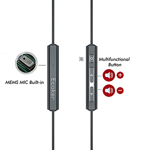 USB C Headphones Ecoker Hi-Fi Immersive Bass Sound Metal Earphones Type C Earbuds with MEMS Microphone for Samsung Galaxy S21/Ultra/S20/Note10, Google Pixel 5/4/3/2 - Black(Updated Version)