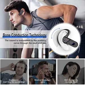 Bone Conduction Headset, Open-Ear Wireless Bluetooth Earpiece with LED Power Display Microphone, Single Right Ear Headphone Voice Control for Cell Phone Sweatproof Earphone for Driving/Sport Black