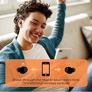 Wireless Earbuds Bluetooth Headphones, G10 Game Mode Bluetooth Earbuds, IPX8 Waterproof Sport Wireless Headphones Earphone, USB-C Charging/36H Playtime/Precise Touch Control/Twin&Mono Mode