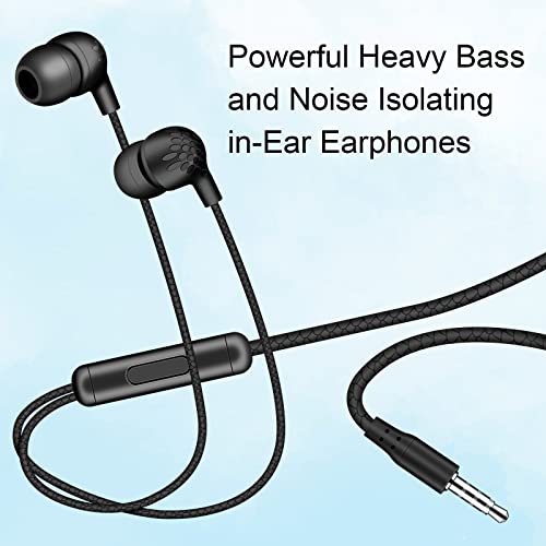 HoneyAKE Wired Earbuds Headphones with Microphone 3 Pack, in-Ear Headphones, 3.5mm Jack Noise Isolating Wired Earbuds Heavy Bass Stereo Volume Control for Android, iPhone, Samsung, iPad,MP3,Computer