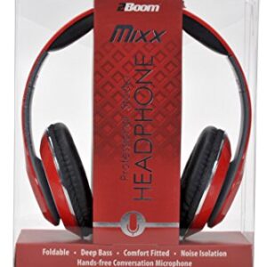 2BOOM MIXX Professional Over Ear Studio Foldable Digital Stereo Bass Wired Headphone Red