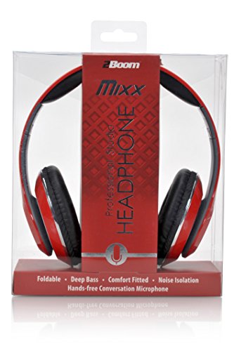 2BOOM MIXX Professional Over Ear Studio Foldable Digital Stereo Bass Wired Headphone Red