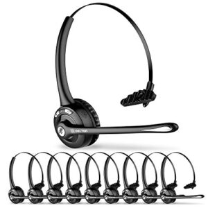 delton trucker bluetooth headset, wireless headphones w/microphone, headphones for truck driver, wireless over the head earpiece with mic for skype, call centers – 18hrs – 10 pack