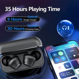 TONSTEP True Wireless Earbuds Bluetooth 5.1, in-Ear Headphones with Charging Case, 30H Playtime, IPX6 Waterproof, Touch Control, Deep Bass Stereo Earphones Built-in Microphone for Sport (Black)
