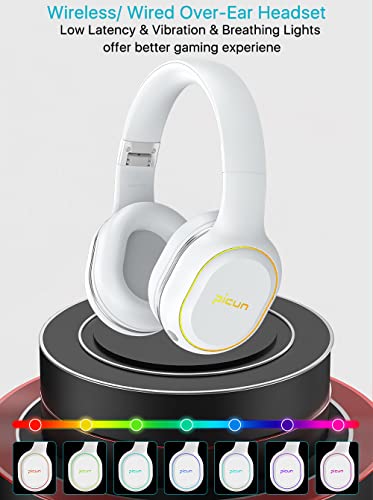 Jassco Wireless Headphones, Noise Cancelling Over-Ear Bluetooth Headphone with Microphone, 54H Playtime, HiFi Stereo, Deep Bass Foldable Wireless Headset with Soft Earmuffs for Travel/Work- White