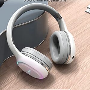 Jassco Wireless Headphones, Noise Cancelling Over-Ear Bluetooth Headphone with Microphone, 54H Playtime, HiFi Stereo, Deep Bass Foldable Wireless Headset with Soft Earmuffs for Travel/Work- White