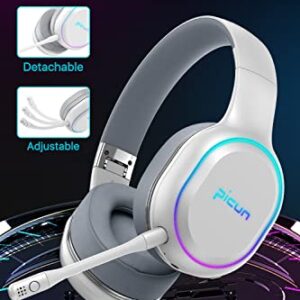 Jassco Wireless Headphones, Noise Cancelling Over-Ear Bluetooth Headphone with Microphone, 54H Playtime, HiFi Stereo, Deep Bass Foldable Wireless Headset with Soft Earmuffs for Travel/Work- White